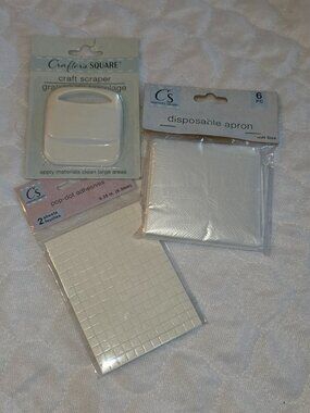 Crafters Square Craft Scraper PopDot Adhesive Dots Disposable Apron Unopen Lot B